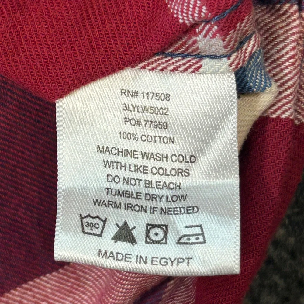 Levis Western Shirt XL Mens Red‎ Blue Plaid Pearl Snap Flannel Americana Rugged